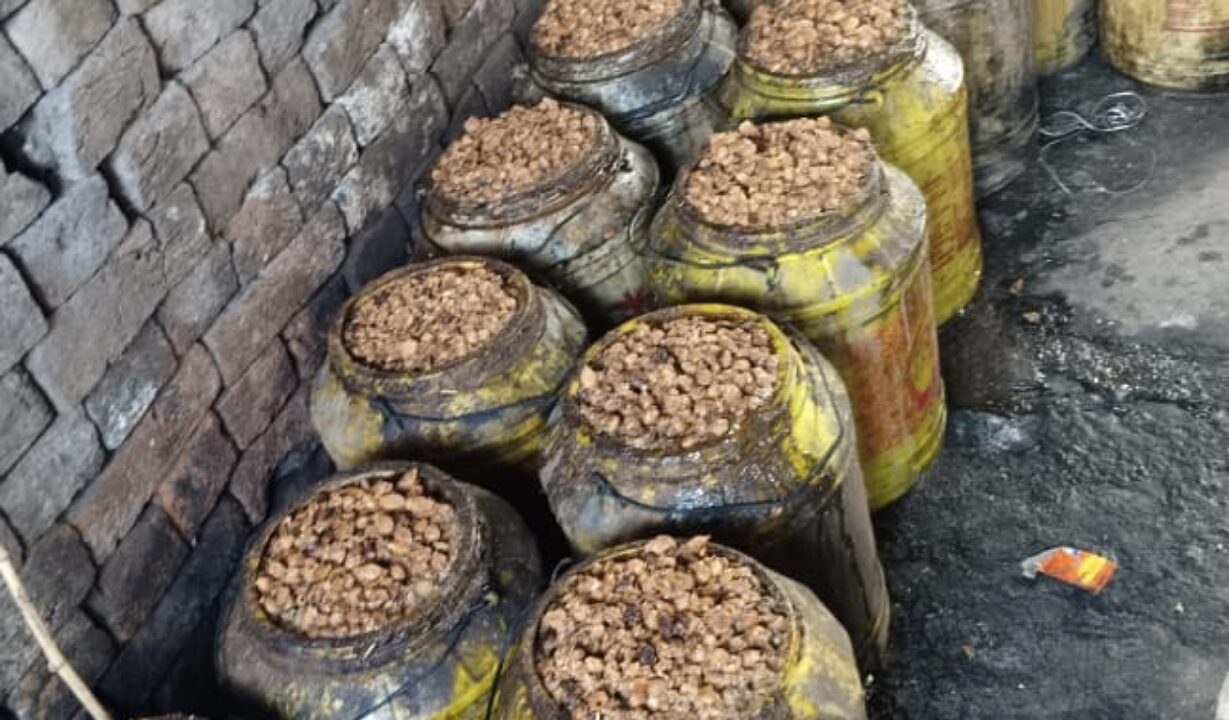 Dhanbad के गांव में अवैध महुआ शराब की भट्टी से जावा महुआ जब्त 